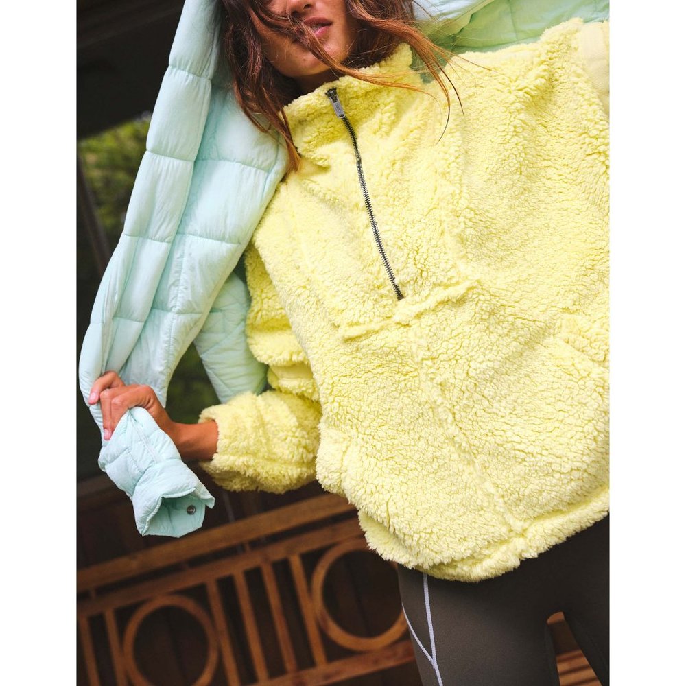 Free People Yellow Fleece Jacket